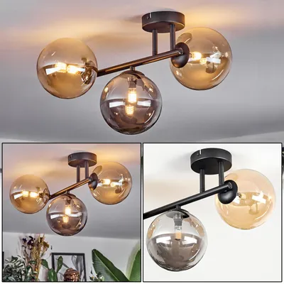 Produktbild von Isorella Deckenlampe aus Metall/Glas in Schwarz/Rauch-/Bernsteinfarben