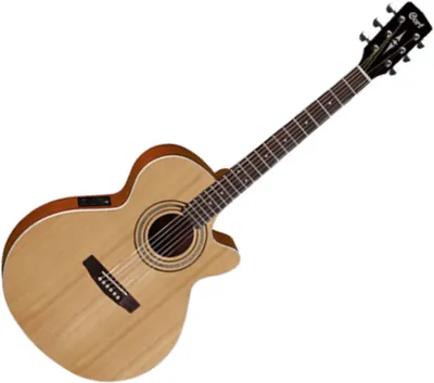 Acoustic guitar on a white background.