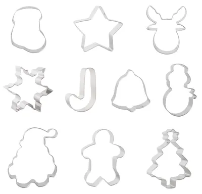 10er Set Weihnachts-Plätzchenausstecher aus Edelstahl
