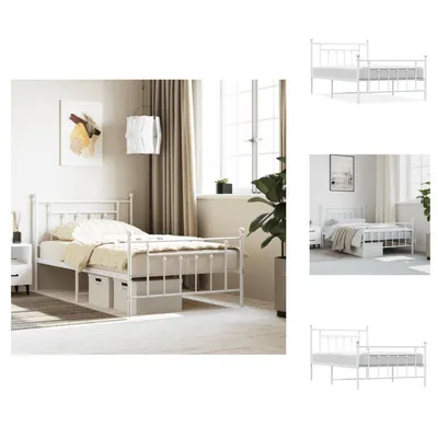 Obrázek produktu pro vidaXL Rám postele s čelem a nohou kovový bílý 107x203 cm - Postele a rámy postelí