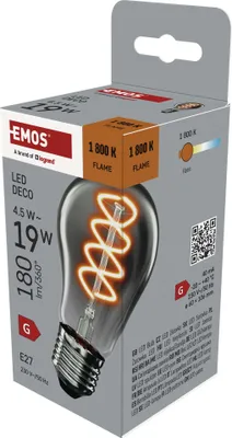 LED žárovka DECO SMOKED A60 / E27 / 4,5 W (19 W) / 180 lm / flame
