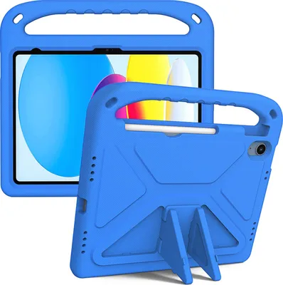 Image de Étui de protection pour Apple iPad (2025) 11"/iPad 11 A16, étui enfant léger en EVA avec poignée et support Bleu