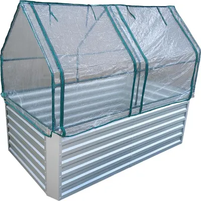 Produktbild von Hochbeet aus verzinktem Blech mit Aufsatz - Maße ohne Aufsatz: 184 x 60 x 90 cm (L x H x T, Pflanzmaß)
