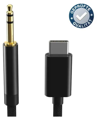 Produktbild von AUX auf USB-C Klinkenkabel 1 m – 3,5 mm Audio Adapter, Nylon geflochten, Aluminiumgehäuse – für iPhone 15/16, Samsung Galaxy, Google Pixel, Xiaomi