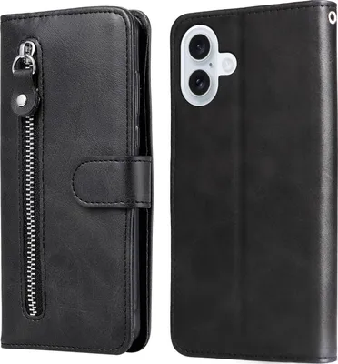 Produktbild von Mobigear Zipper iPhone 17 Hülle Klapphülle Geldbörse - Schwarz