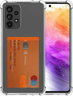 Productafbeelding van Smartphonica telefoonhoesje, geschikt voor Samsung Galaxy A73 5G, met pasjeshouder, transparant siliconen - transparante TPU. Stootvaste achterkantbescherming met kaartsleuf