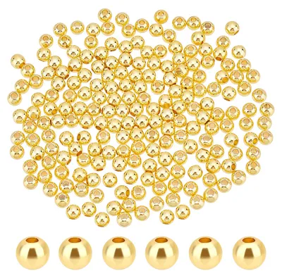 Immagine prodotto di 400 perline placcate in oro 18 carati - perline rotonde distanziatrici per la creazione di gioielli
