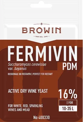 Produktbild von 1x FERMIVIN PDM Trockenhefe Weinhefe Reinzuchthefe 7g Für 10-35l Wein Hefe Weißwein Rotwein Honighefe