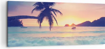 Produktbild von Bild auf Leinwand - Leinwandbild - Meer Strand Palme - 120x50cm - Wand Bild - Wanddeko - Wandbilder - Leinwanddruck - Bilder - Kunstdruck - Wanddekoration - Leinwand bilder - Wandkunst - AB120x50-3992