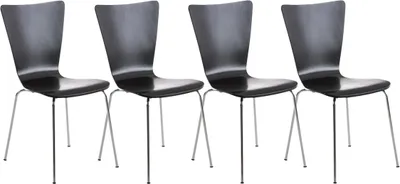 Produktbild von CLP 4er Set Besucherstuhl Aaron mit Holzsitz und Metallgestell schwarz