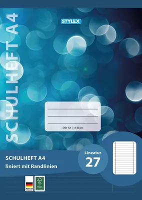 Produktbild von Stylex 29827 Schulheft, Lineatur 27, DIN A4, 16 Blatt