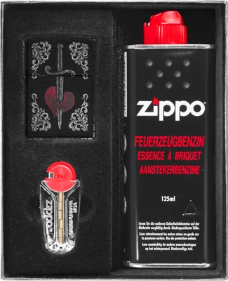 Produktbild von ZIPPO Feuerzeug Set HEART DAGGER TATTO Geschenk Nr. 1