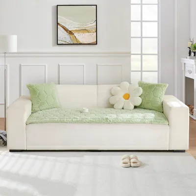 Image de Coussins de canapé en velours, motif texturé, 90x180 cm, couleur verte
