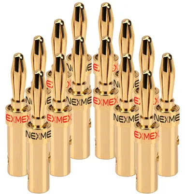 Produktbild von NEXMEX Bananenstecker 4mm schraubbar 14x Stecker vergoldet für Lautsprecherkabel