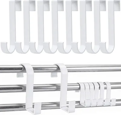 Image de Porte-serviettes pour radiateur de salle de bain - Lot de 8 - Crochets de radiateur pour suspendre les serviettes - Crochets en forme de S pour radiateur sèche-serviettes