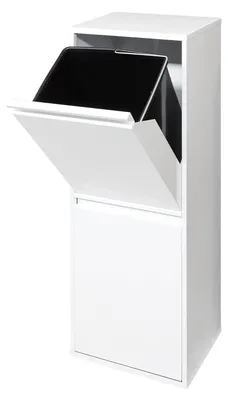 Immagine prodotto di Sistema di separazione dei rifiuti per la cucina - Contenitori per il riciclo - Smistamento dei rifiuti - Con 2 contenitori separati - 34 litri - Bianco
