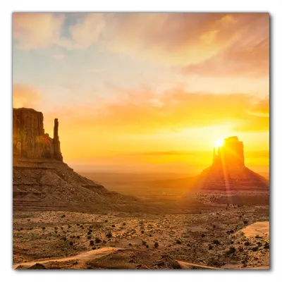 Produktbild von Wallario selbstklebende Möbelfolie/ Tischdecke für Innen und Außen, Größe: 80 x 80 cm - Monument bei Sonnenuntergang