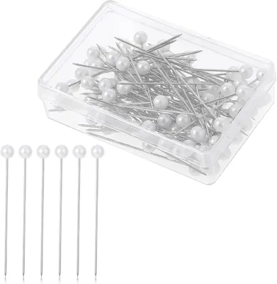 100 Perlenstecknadeln, weiß, 3,7 cm, für Stoff und Basteln