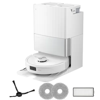 Produktbild von Roborock Qrevo Master 10.000 Pa robotický vysavač, dokovací stanice vše v jednom, AI vyhýbání se překážkám, včetně sady příslušenství (1x boční kartáč, 2x mop, 1x filtr)Bílá