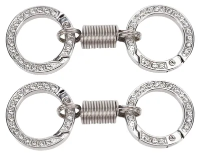 Immagine prodotto di 2 portachiavi retrò a molla con doppio anello, accessori per chiavi rimovibili, robusti e resistenti, a doppia sezione