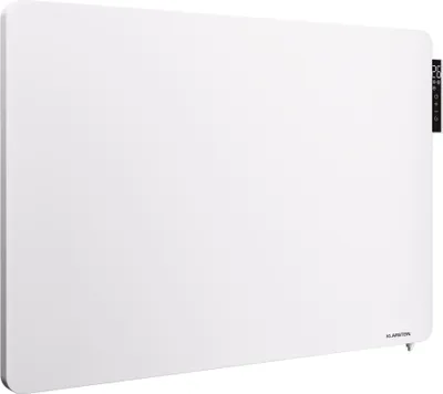 A white electric heater is shown against a white background.