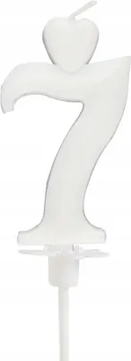 Immagine prodotto di Candela a forma di cuore numero 7 bianca 6 5 cm