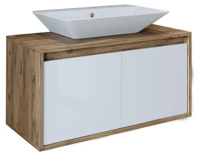 Produktbild von Roomart ATLANTIC-85 Badmöbel-Set 2-teilig 85 cm breit, Weiß-Eiche