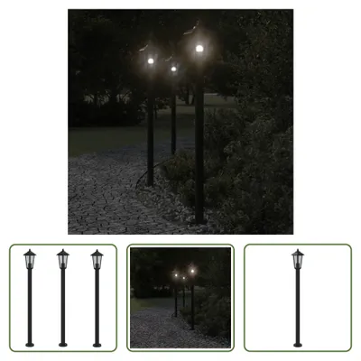 Image de The Living Store Lampes d'allée 3 pcs. noir 120 cm acier inoxydable