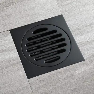 Produktbild von Schwarzer Bodenablauf 10 x 10 cm Bodenablauf Dusche Toilette Badezimmer Unsichtbare Ablaufabdeckung Quadratischer Siphonablauf
