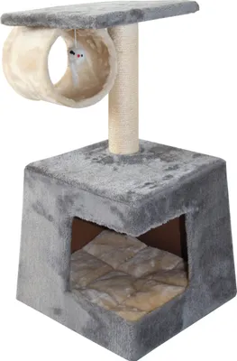 Produktbild von Dehner Katzen-Kratzbaum Corner, ca. 63 x 35 x 35 cm, Plüsch/Sisal, dunkelgrau