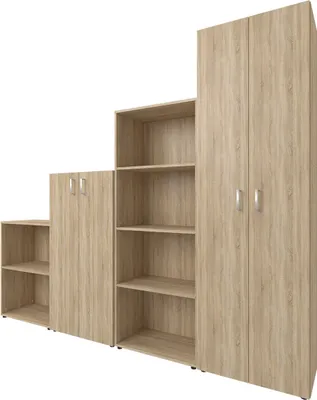 Produktbild von Multi-Kombi Regalkombi Schrankkombi Bürokombi Kombischrank Treppe "Trio 2345" Sonoma/Eiche