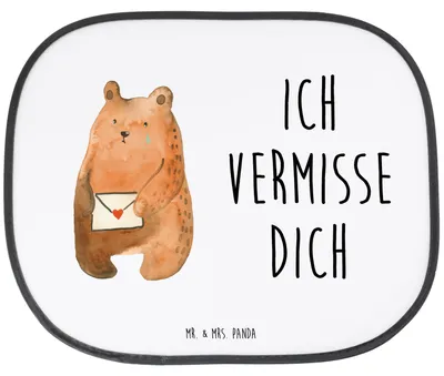Produktbild von Mr. & Mrs. Panda Sonnenschutz Auto Bär Vermissen - Weiß - Geschenk, Liebeskummer, für Autoscheiben, Freund, autofenster, Kfz, Freundin, Verreist, Sonnenblende, Teddy