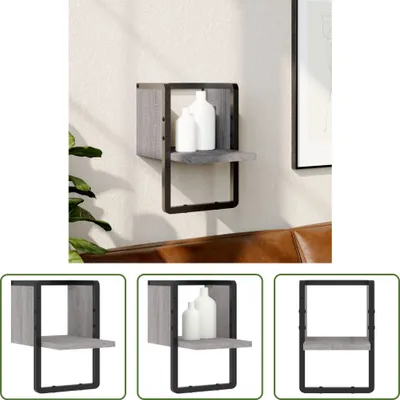 Produktbild von The Living Store Wandregal mit Stange Grau Sonoma 20x25x30 cm