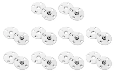 Nähdruckknöpfe 10 mm, 10 Sets, Zinklegierung, Weiß