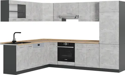 Image de Cuisine en angle Vicco R-Line Béton/Anthracite 287x46cm sans PT, Model 53946