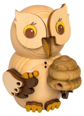 Produktbild von Drechslerei Kuhnert - Mini-Eulen aus Holz - Imker - ca. 7 cm groß - als Dekoration oder Geschenk geeignet