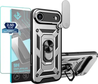Produktbild von Armor Handyhülle für Apple iPhone 17 Air mit 9H Displayglas Displayschutz Kameraschutz Handy Panzer Case Cover Schutzhülle Outdoor Farbe: Silber