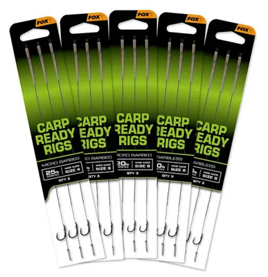 Produktbild von Fox Hakenköder Carp Ready Rigs, Weitgeöffnete, barblose Haken, 3 Stück, 6 barblose Haken (20 lb)