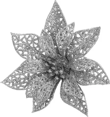 Immagine prodotto di Stella di Natale con clip 10x10 cm argento