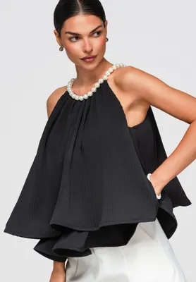 Produktbild von LARICA Bluse Loose Fit Halter Stil OW-TS-E0054 black ONESIZE