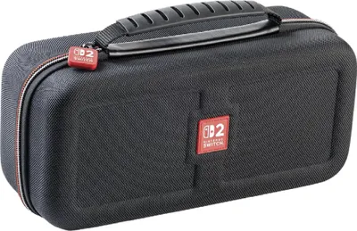 A black carrying case for a Nintendo Switch.