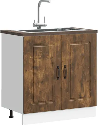 Produktbild von "2026 Promotion" Buffetschrank Küche, SpülenUnterschrank, Kalmar Räuchereiche 80x46x81,5 cm - Mehrzweckschrank CC31266