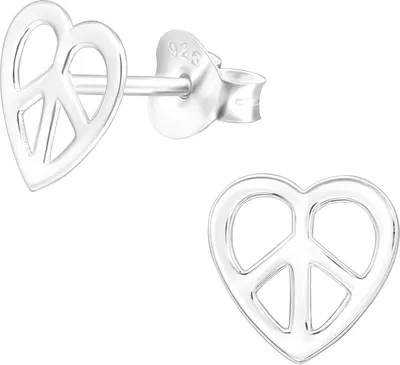 Produktbild von Peace Herz Ohrstecker 925 Sterling Silber