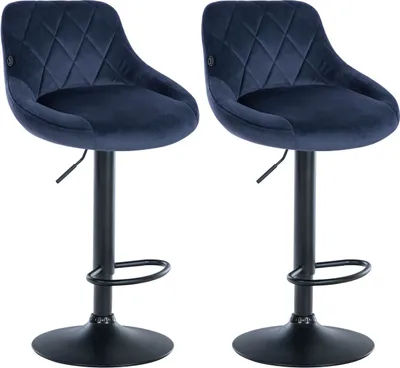Produktbild von 2er Set Barhocker Lazio Samt schwarz blau