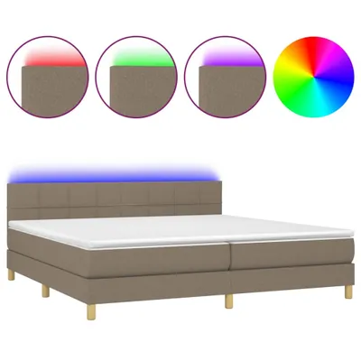 Produktbild von Boxspringbett mit Matratze & LED Taupe 200x200 cm Stoff