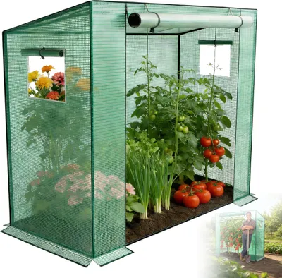 Obrázek produktu pro XINZI Prémiový skleník 200 x 80 x 150 cm z pozinkované oceli, zimní skleník na rajčata s UV odolným PE krytem, robustní skleník pro zahradu a balkon, zelený
