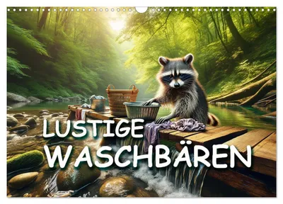 Produktbild von Lustige Waschbären (Wandkalender 2027 DIN A3 quer), CALVENDO Monatskalender
