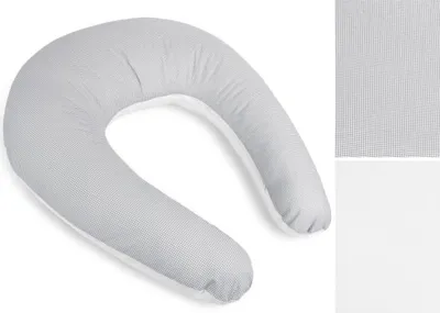 Zdjęcie produktu dla Poszewka na poduszkę do karmienia z zamkiem błyskawicznym - obwód 180 cm - szara, biała