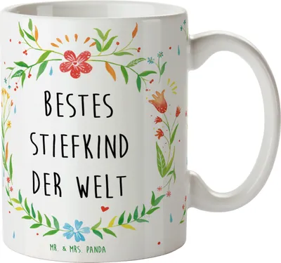 Produktbild von Mr. & Mrs. Panda Kaffeetasse Stiefkind - Geschenk, Geburtstag, Taufe, angeheiratet, Pott, Kiddy, Kaffeebecher, Becher, Tasse, Kid, Frühstücksbecher