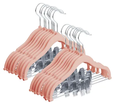 16 Kinder-Bügelhaken mit Clips, 30 cm, Rosa, Samt